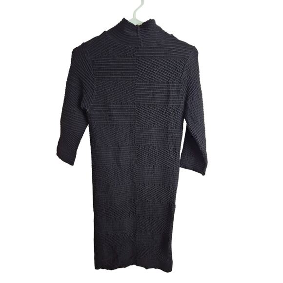 Tees By Tina Dress Knee Length Dress Mock Neck Dress Long Sleeve Dress OS Black - Picture 7 of 7